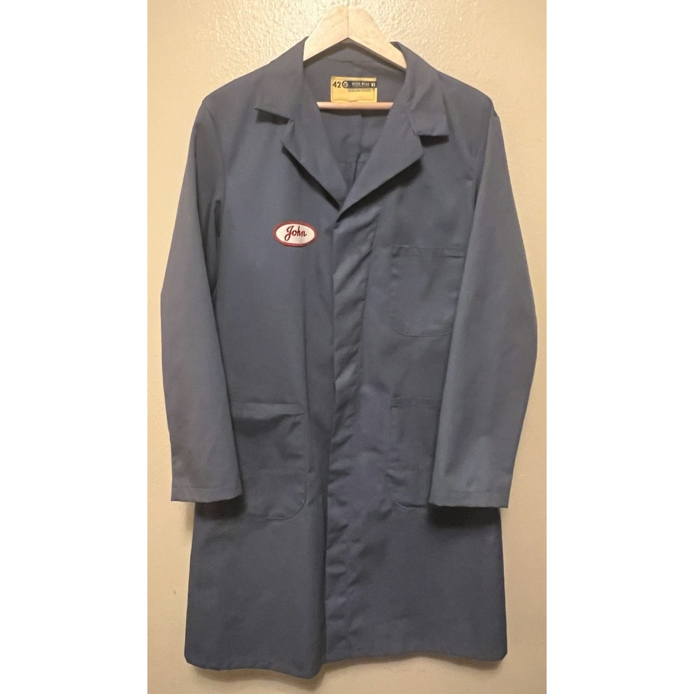 Vtg Boeing Lab Technical Industrial Factory Lab Mechanic Work Coat Blue 42 USA